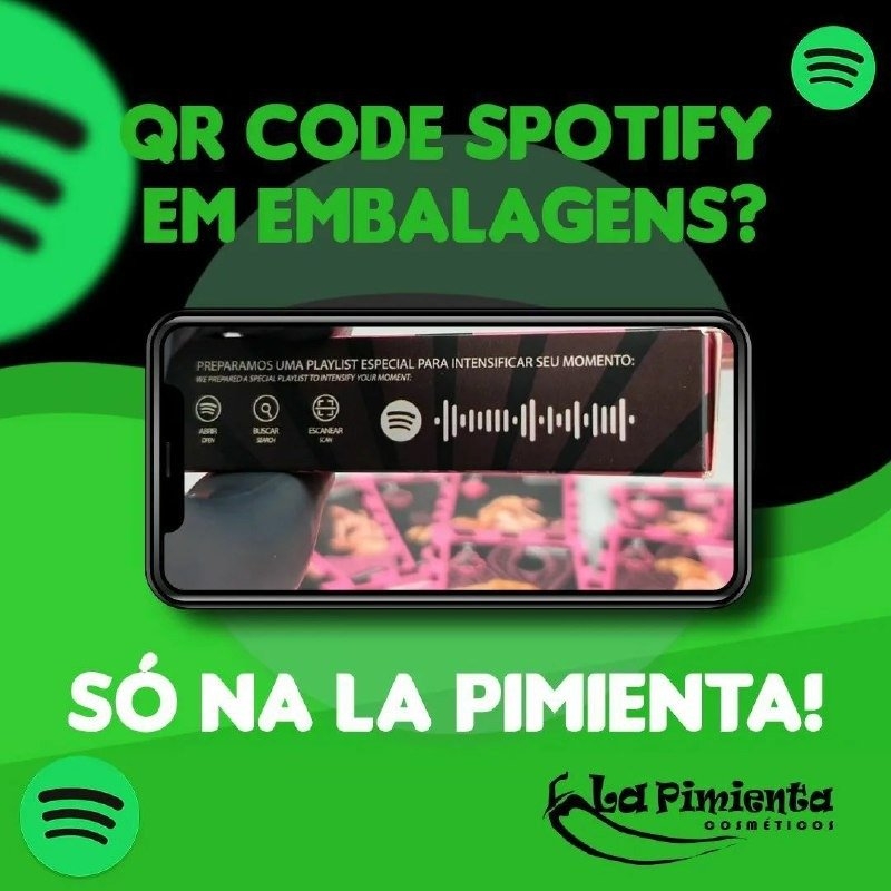 Em nossas embalagens, você encontra o QR CODE SPOTIFY! 