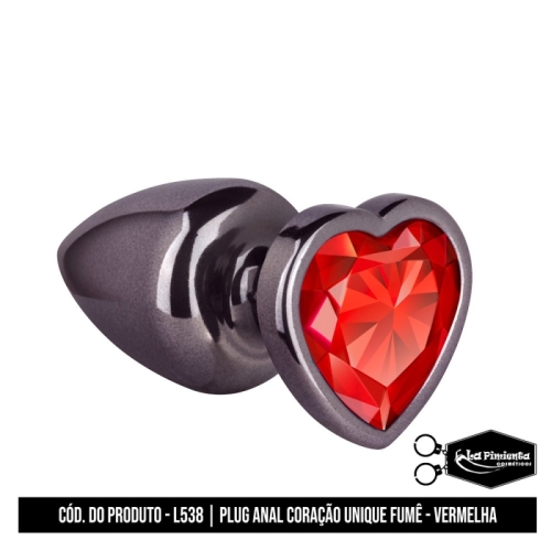 PLUG ANAL CORAÇÃO UNIQUE FUMÊ – VERMELHO